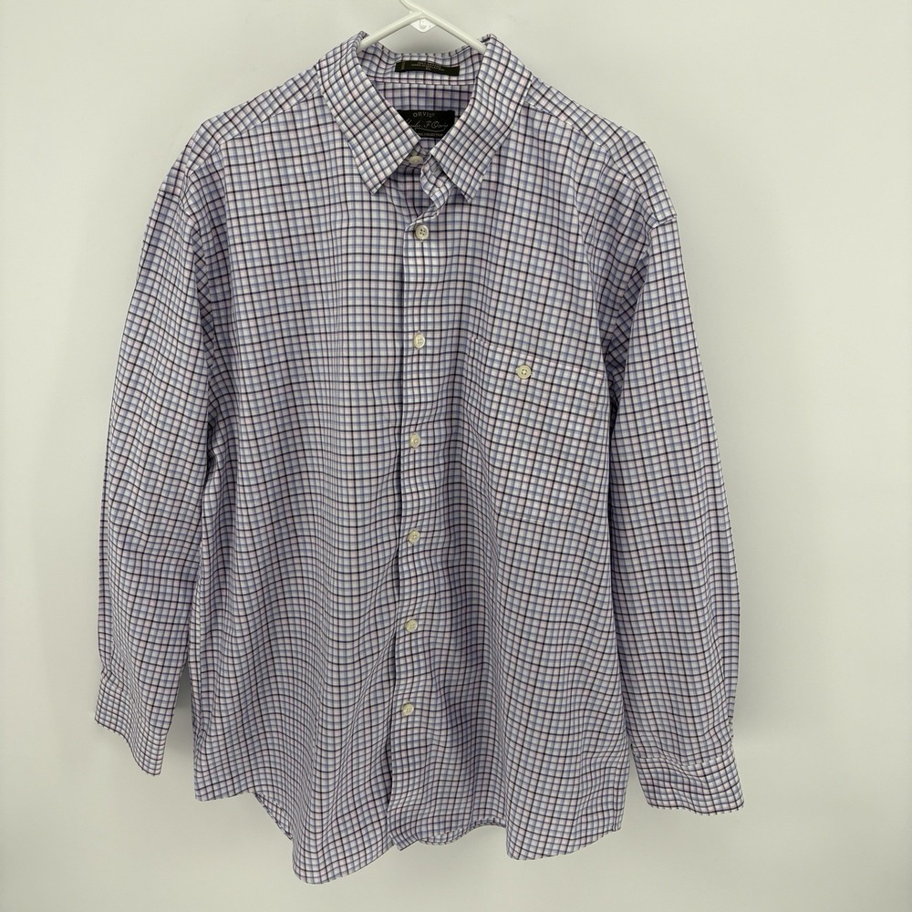 VTG Orvis Signature Collection Mens XL Purple Plaid Cotton Button Down Shirt